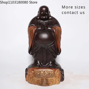 装飾的な置物50cmブラックサンダルウッド彫刻されたマトレヤ仏像彫像中国のラッキー笑い装飾木製の大きなサイズ