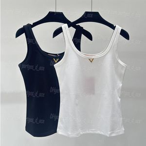 Designer Women Knitted Singlets Tank Tops Sleeveless White Singlet Tanks Luxury White Black Tanks Summer Sim Fit Vest