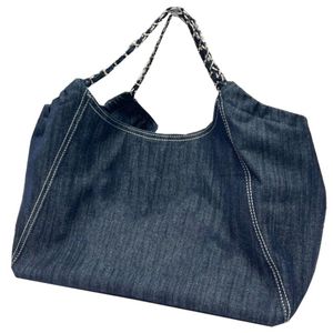 French Ladies 56cm Torba zakupowa niebieskie jeansowe płótno TOTES Klasyczny pikowany metalowy łańcuch na świeżym powietrzu Duża pojemność Projektant luksusowy One-s xxec