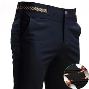 Stretch Suit Trousers for Men Office Pants Non-Ironing Slim Fit Bridegroom Suits Wedding Business Black Suit Pants Men 240511