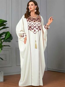 Ethnische Kleidung Ramadan weißer muslim bescheidenes Kleid Abaya Dubai Türkei Islam Abayas Gebetskleidung für Frauen Ka Kaftan Robe Femme Musulmane T240510