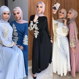 Этническая одежда Рамадан Кафтан Дубай Абайя Турция Мусульманские женщины Хиджаб платье Ислам Кафтан Марокайн Плать