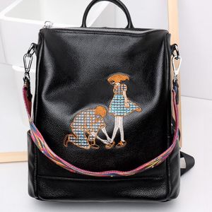 Novo estilo de alta qualidade 100% popular feminina mochila mochila ao ar livre bolsas de zíper para meninas saco de couro genuíno 7709 216l