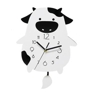  İnek Duvar Saat Karikatür Asma Saat Salıncak Yaratıcı Çocuk Duvar Saati Çocuk Odası Ofis Okul Yatak Odası Saat 240507