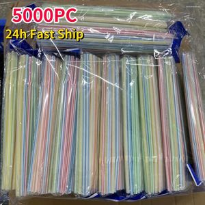 Disposable Cups Straws 5000Pcs Bendable Drinking Straw Flexible Multi Colored Striped For Party Smoothie Milkshake Cocktail