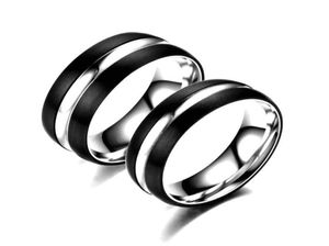 Anéis de casamento aço inoxidável 6mm 8mm clássico para homens homens preto cor de cor de cor de casal Jewelry Promise Gifts1824355