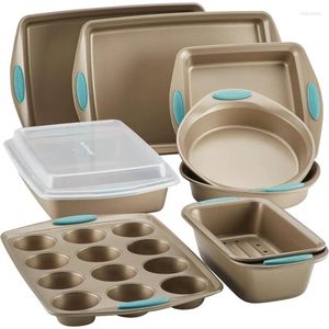 Полога установки Rachael Ray 47578 Cucina nonsplick Sware Set Shate с ручками включает печенье для хлебной кастрюли