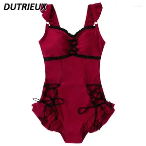 Frauen Badebekleidung Retro Red Girl Lolita One Stück Badeanzug weiblich Slimming nie