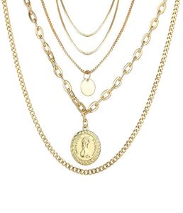 Moda Chain Chain Gold em camadas de ouro Pingente de focas de foca multicamada Men Jóias Vintage para Acessórios Mulheres Judeu Jewlery2213690