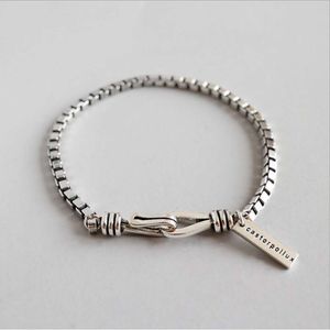 Design Plated Instagram Bracelet Women's Personalized Box Chain Korean Fashion Simple Sier Jewelry for Couples shamballa bracelets