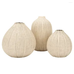 Vasos Stoare branco com bolinhas pretas texturizadas - conjunto de 3 vasos decoração de decoração de sala de estar