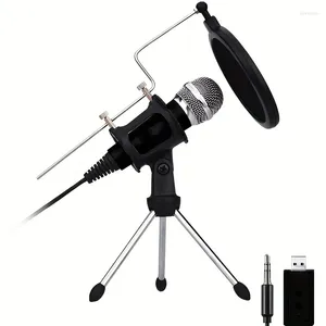 Microfones Microfones Microfones de 3,5 mm Mic Mic Tripod Stand Filter Cartão de som USB - Perfeito para jogos do YouTube