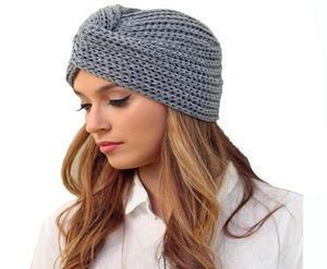 Women039s vinter varmt stickat turban kors arabiska hår wrap solid casual skallies mössor hat cap stickad turban cross s18120309551697