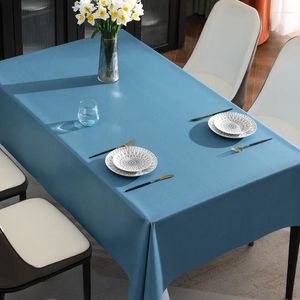 Table Cloth Tablecloth Simple Solid Color Waterproof And Oil Proof Pvc Ins Wind El Elegant Blue