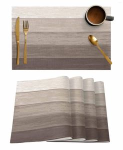 Masa Paspasları Ahşap Tahıl Çizgili Ülke Khaki Gradient Mutfak Tahsil Sweet Bottle Placemat Kahve Pedleri 4/6 PCS Masaüstü