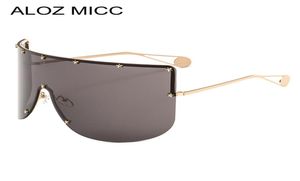 Aloz Micc Women New Extized Sunglasses Men2019ブランドデザイナーハーフフレームサングラス