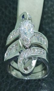 Fashion Jewelry Mystic Divinity Jewely 5A Zircon CZ 10kt White Gold Filled Wedding Ring Set SZ 510 4925495