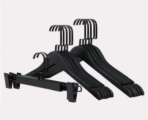 High Quality Black Wood Clothes Hanger for Suit Coat Shirt Adult Kids Black Wooden Pants Skirt Hanger with Clips 12 Pcs Lot 25565568