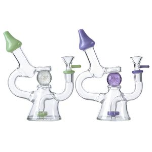 Kopfes Wasserrohr glühen im dunklen Ball Duschkopf Percolator Slick Donut Percolator Glas Bong Glasschüssel 14mm Frauen Gelenk WP2161