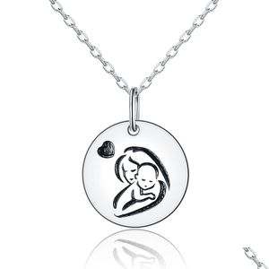 Collane a ciondolo 925 Sterling Sier Mother and Child Love Collana Gioielli Regalo per la nonna Mamma Figlia Figlio Figlio Q0531 Drop Deli Dh0sf