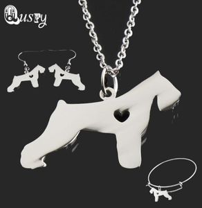 Stainless Steel Schnauzer Cute Dog Pendant Necklace Bracelet Bangle Earring Jewelry Set for Women nc11342333285723