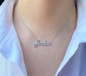 Anpassat diamantnamn Halsband Personligt rostfritt stål smycken par kedja kvinnor choker hänge valentiner dag gåva3011460
