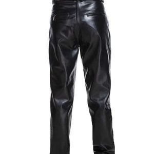 Men's Pants Mens genuine leather straight pants zipper medium rise warm casual full length autumn winterL2405