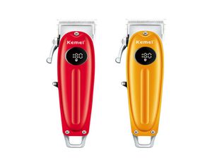 KEMEI KM-1955 Professionell elektrisk metallkroppskägg Shaver Clipper LCD Display Titanium Kniv som skär USB-laddning Machine8100666