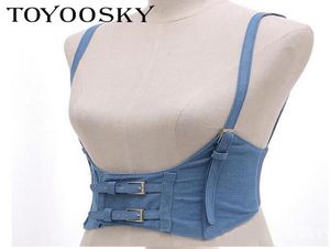 New Sexy Women Push Up Bust Strap Harness Corset belts Women Casual denim Wide belt Lady Suspender accessories Elastic Belt Y191218861205