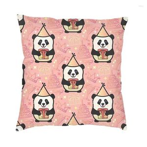 Kissen lustiger Panda in Party Hat Cover 45x45cm Home Decorative Print Cute Antierbär Wurf für Auto Doppelseite