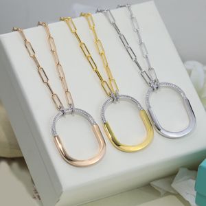 Designer de colar de luxo simples colar geometria de trava de cristal colar de pingente de pingente 18k colar de corrente de prata 925 para homens para homens homens unissex jóias de jóias