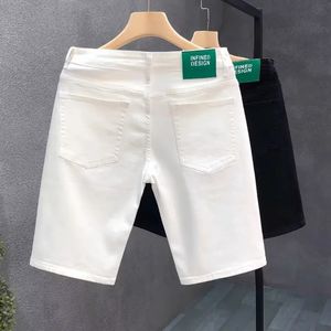 2023 sommar casual denim shorts män mode vit knä längd byxor raka smala klassiska manliga kläder jeans 240506