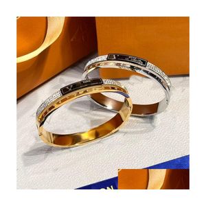 Braccialetti classici braccialetti donne designer di lusso gioielli cristallo 18k oro dorato 925 amanti in acciaio inossidabile sier braccialetti da gioco da uomo Dhoiq