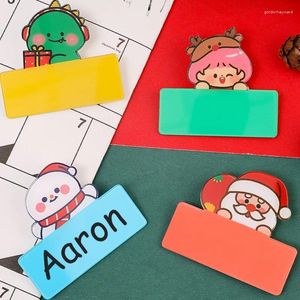 Broches fofos nomes de natal crachá crianças desenhos animados reutilizáveis artigos de papelaria de aprendizado de suprimentos de jóias convenientes