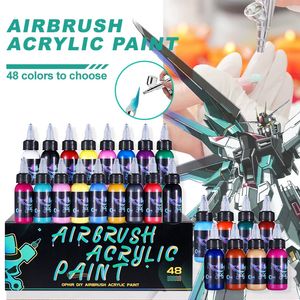 Ophir Airbrush Acrylfarbe für Nagelkunst DIY Model Schuhe Leder Wasser basieren 48 Farben Wählen Sie TA005 240509