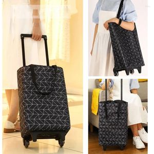 Storage Bags 20KG Large Capacity Shopping Cart Bag With Wheels Foldable Food Pull-out Trolley Sundry