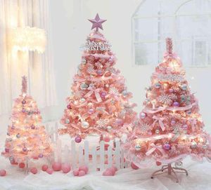 60 cm rosa artificial árvore de natal decoração de decoração de bola decoração de natal árvore de flocking happy tree de ano novo y1126527866666327