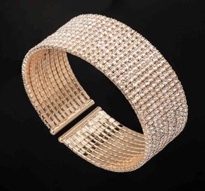 Kunjoe Fashion Luxury Elegance Crystal Jewelry Armband Bridal Wedding Full Rhinestone Bangle Female Jewlry Whole3887730