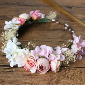 Floral Boho Bridal Crowns Headpieces Flower Sea Beach huvudbonad tiaras flickor Garland trädgårdsfotografering bröllop hårtillbehör Al8221 172i