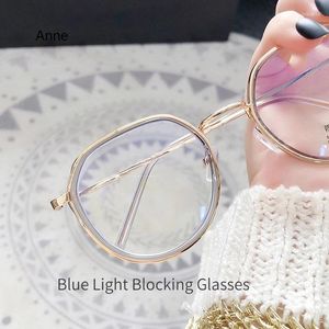 Óculos de sol Anti-azu-azul Vintage Vintage Frame 2024 Hexagon Metal Spectacles Fashion Frames Transparent Computer Eyepieces