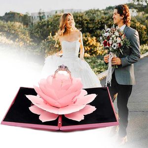 Smyckespåsar 3 Style 3D Rose Diamond-formad Box Ring Halsband Pendant Storage Case Valentine Wedding Marriage Proposal Present