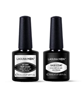 2pcs 8ml Lagunamoon Nowipe Top Coat Casat Conjunto de casaco de gel de unha de gel de longa duração LED UV Mergulhe em gel Polishuv LED Varnish Manic3881147