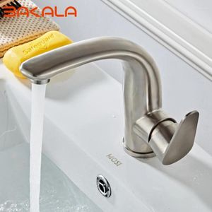 Badrumsvaskkranar Bakala Mixer White Home Faucet Basin Tap Cold-Water Taps Rostfritt stålplätering Robinet Torneiras