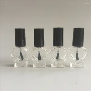 Depolama şişeleri 2pcs/lot 5ml boş oje kalp şekli şişe küçük fırça sanat kabı cam yağ