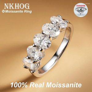 Küme Yüzükleri NKHOG 2.5CTTW OVAL MOISSANITE YÜZEYE Kadınlar için 925 STERLING Gümüş 18K Altın Kaplama Köpüklü Düğün Güzel Takı Gra Test Edildi