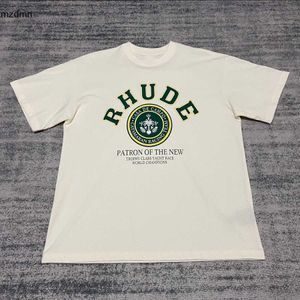 Designer Fashion Clothing Tees TShirts Rhude American High Street Green Circle Letter Printing Short Sleeve Mens Womens Loose Tshirt Tops Streetwear Hip hop