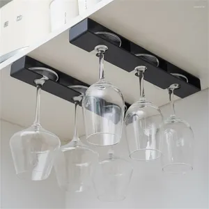 Kitchen Storage 2Pcs Bar Wine Glass Rack Non-drilled Cup Holder Dining Room Upside-down For Household Glasses