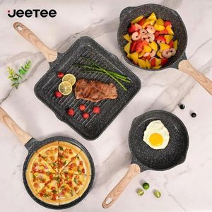 Köksredskap sätter jeetee krukor och kokkärlssätt nonstick 23st friskt kök induktion matlagning w/grå granit sten stekning