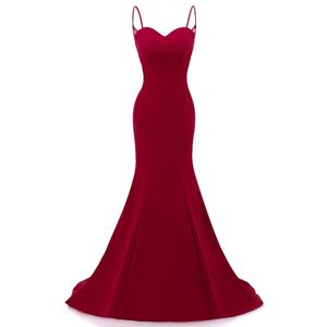 Red Sexy Meerjungfrau Lange Abendkleider Spaghetti ärmellose Schnürung Applique Girl's Prom Party Kleider Runway Mode 2022 238t
