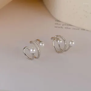 Серьги с серьгами evimi sterling silver fashion pearl double line ear clip ladies no pierced jewelry Простой подарок